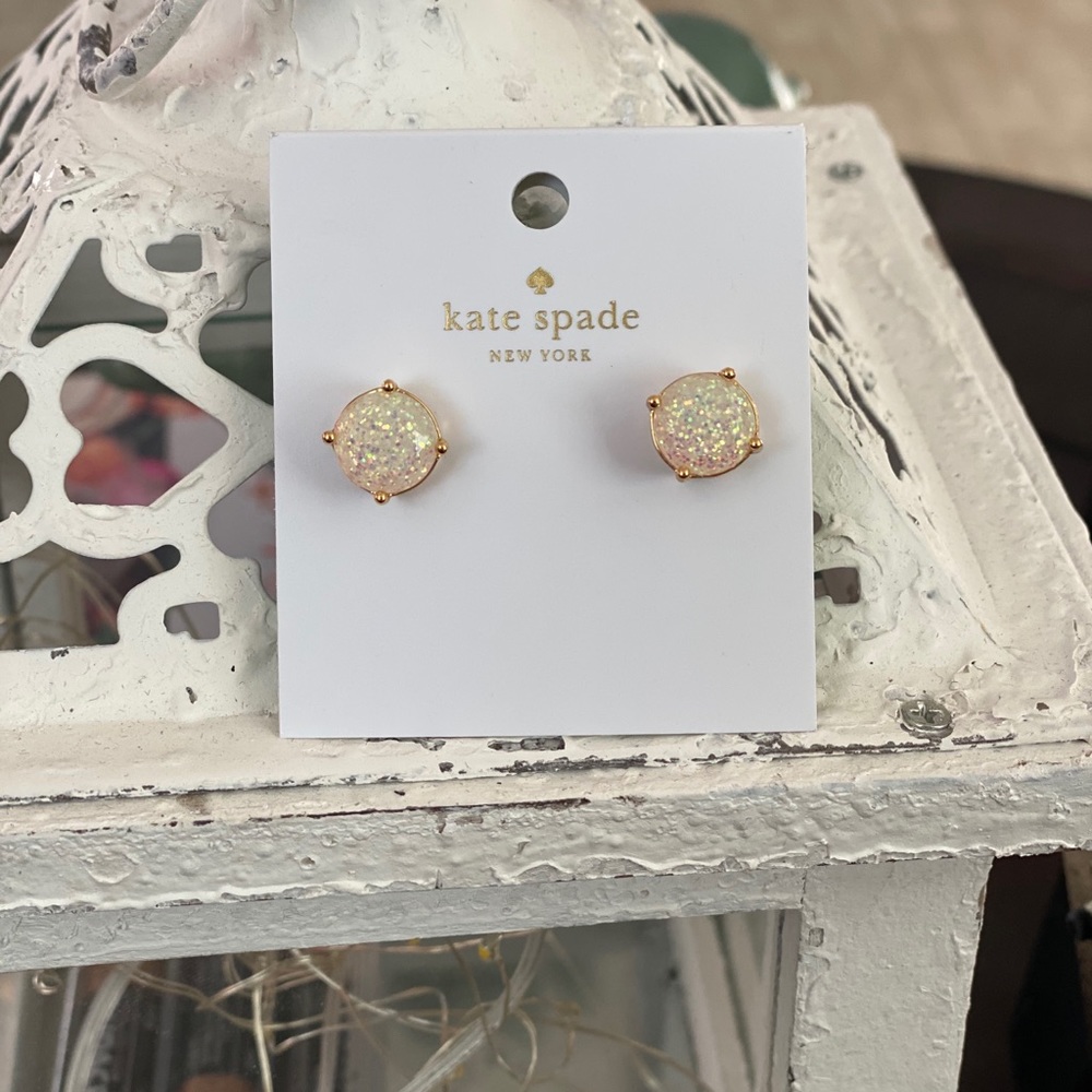 kate spade opal glitter round stud earrings - Picture 7 of 9